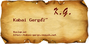 Kabai Gergő névjegykártya